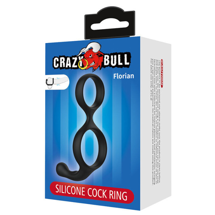 CRAZY BULL - ANEL DUPLO FLORIAN PARA PÊNIS E TESTÍCULOS PRETO