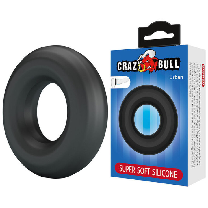 CRAZY BULL - ANEL PENIANO DE SILICONE SUPER MACIO URBANO PRETO