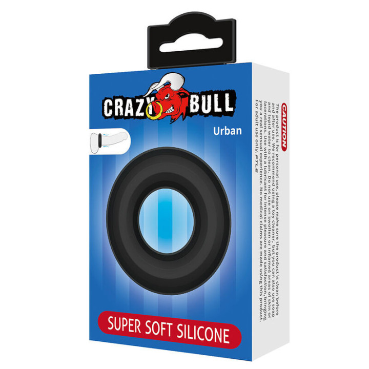 CRAZY BULL - ANEL PENIANO DE SILICONE SUPER MACIO URBANO PRETO