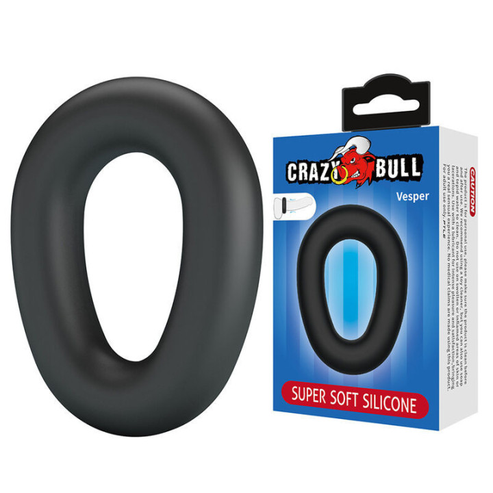 CRAZY BULL - ANEL PENIANO DE SILICONE SUPER MACIO VESPER PRETO
