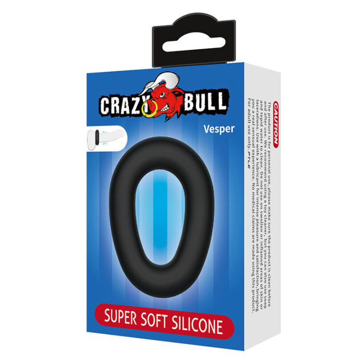 CRAZY BULL - ANEL PENIANO DE SILICONE SUPER MACIO VESPER PRETO