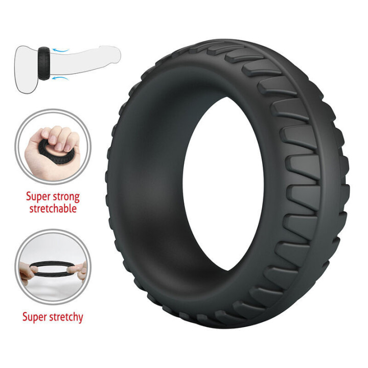 CRAZY BULL - ANEL PENIANO DE SILICONE TEXTURIZADO MERRITT PRETO