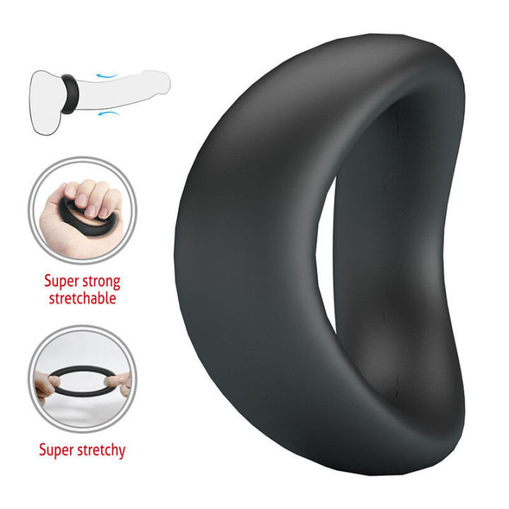 CRAZY BULL - ANEL PENIANO ERGONÔMICO DE SILICONE VALEN PRETO