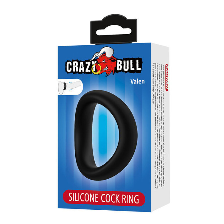 CRAZY BULL - ANEL PENIANO ERGONÔMICO DE SILICONE VALEN PRETO