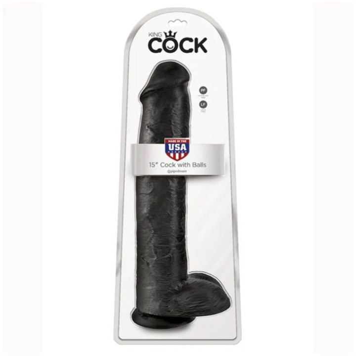 KING COCK - DILDO REALISTA COM TESTÍCULOS 38 CM PRETO
