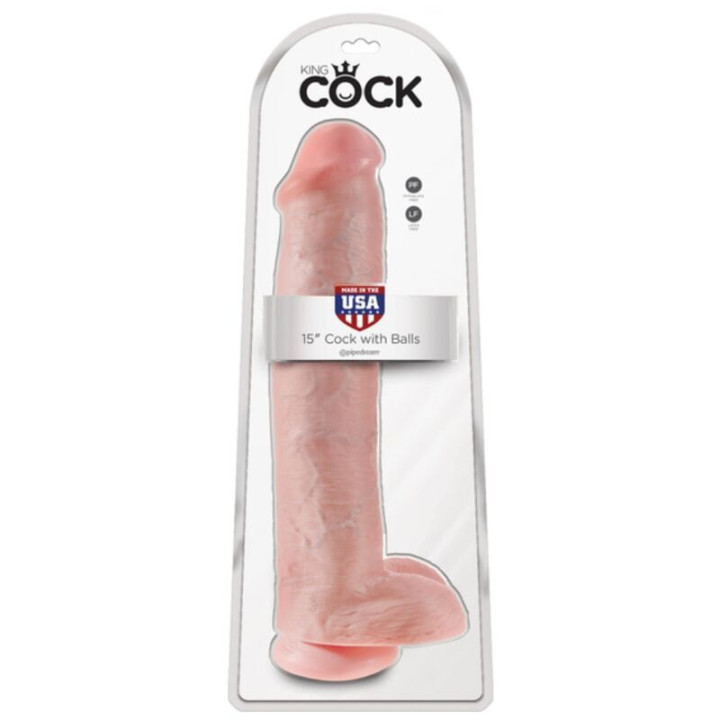 KING COCK - DILDO REALISTA COM TESTÍCULOS E VENTOSA 38 CM COR DE CARNE