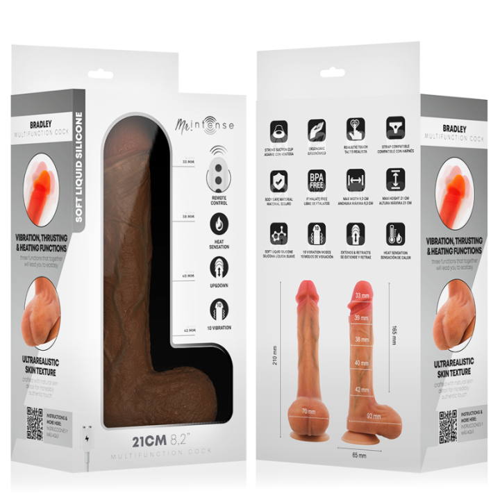 MR INTENSE - BRADLEY VIBRADOR DE SILICONE COM EFEITO DE AQUECIMENTO E CONTROLE REMOTO 21 CM - Ø - 4.2 CM