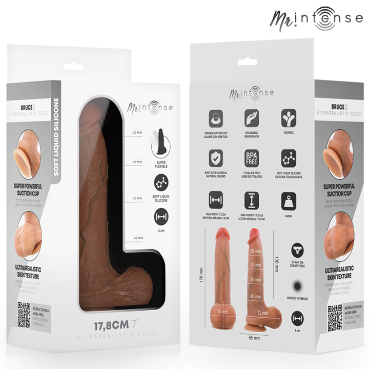 MR INTENSE - BRUCE S DILDO DE SILICONE COM TESTÍCULOS 17.8 CM -Ø- 4 CM