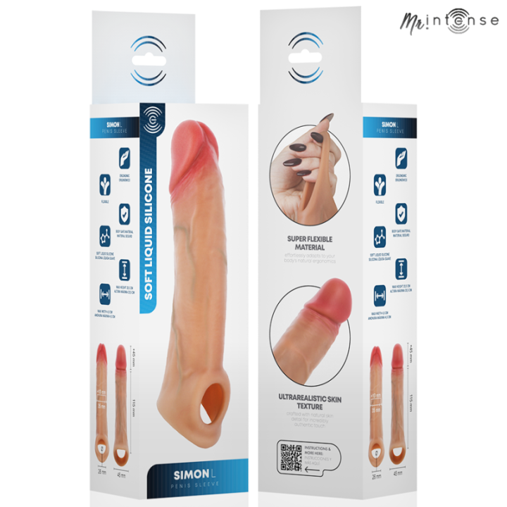 MR INTENSE - CAPA DE SILICONE PARA PÊNIS SIMON L 16 CM -Ø- 4.5 CM