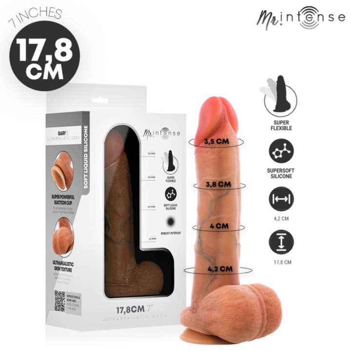 MR INTENSE - PÊNIS DE SILICONE ULTRARREALISTA DE GARY COM TESTÍCULOS. 17.8 CM - Ø - 4.2 CM