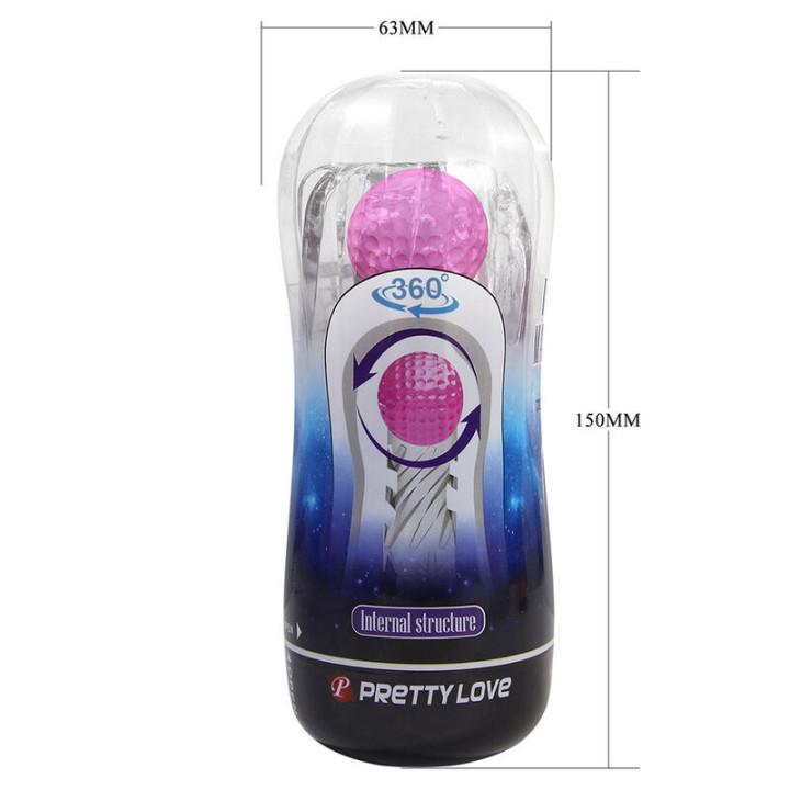 PRETTY LOVE - COPO DE MASTURBAÇÃO TEXTURIZADO 360º TRANSPARENTE