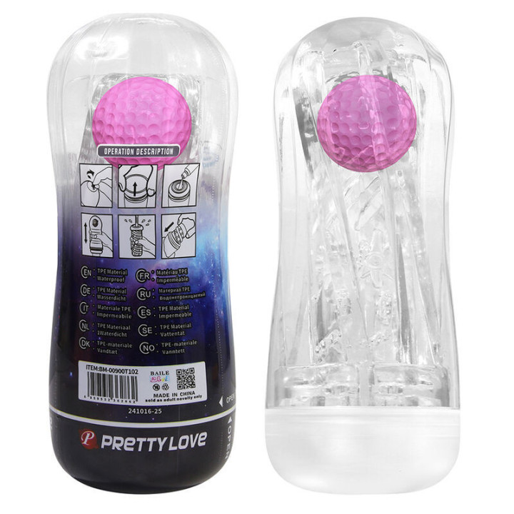 PRETTY LOVE - COPO DE MASTURBAÇÃO TEXTURIZADO 360º TRANSPARENTE