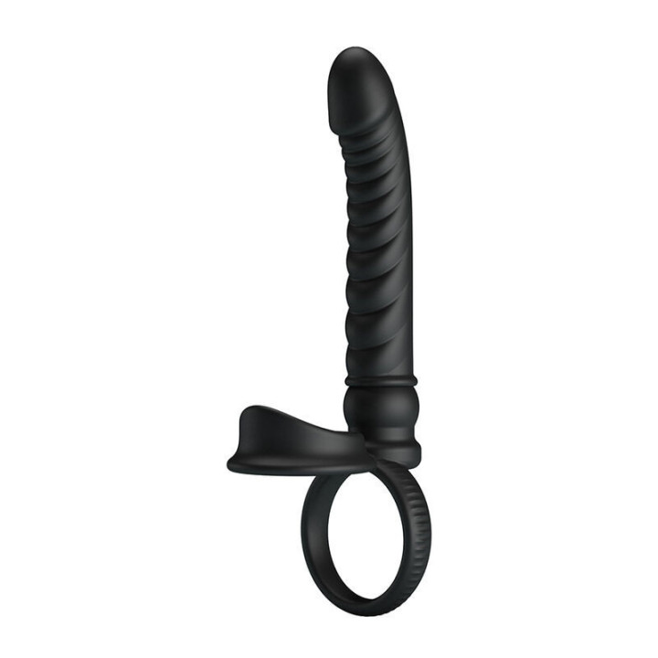 PRETTY LOVE - VIBRADOR ANAL MERRITT COM ANEL E VIBRAÇÃO PRETO