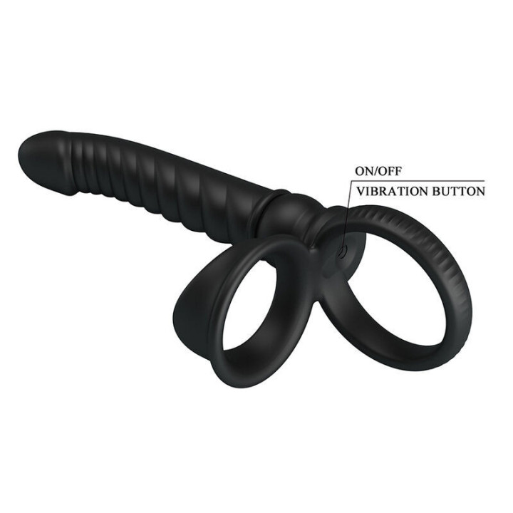 PRETTY LOVE - VIBRADOR ANAL MERRITT COM ANEL E VIBRAÇÃO PRETO