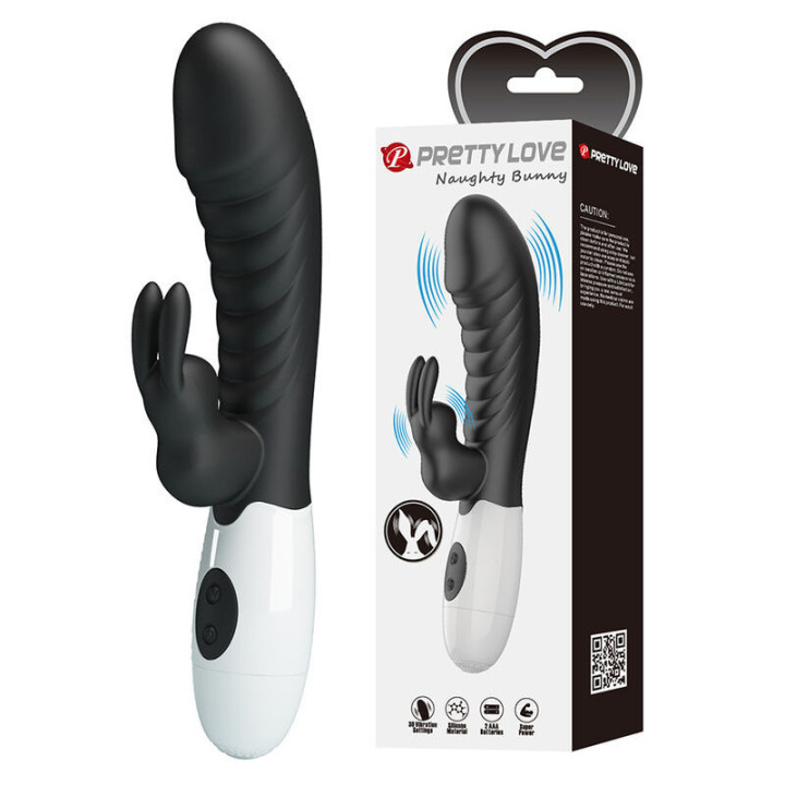 PRETTY LOVE - VIBRADOR COELHO NAUGHTY BUNNY COM 30 FUNÇÕES PRETO