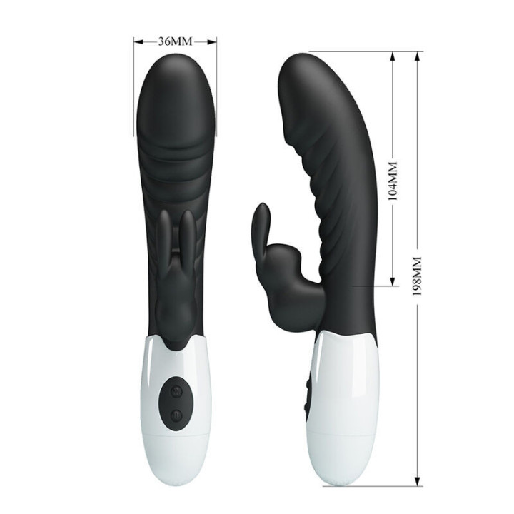 PRETTY LOVE - VIBRADOR COELHO NAUGHTY BUNNY COM 30 FUNÇÕES PRETO