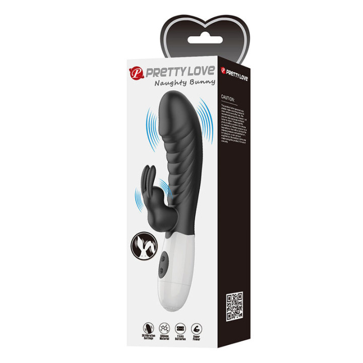 PRETTY LOVE - VIBRADOR COELHO NAUGHTY BUNNY COM 30 FUNÇÕES PRETO