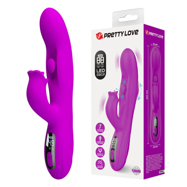 PRETTY LOVE - VIBRADOR OSCILATIVO YALANDA RABBIT COM DISPLAY DE LED ROXO