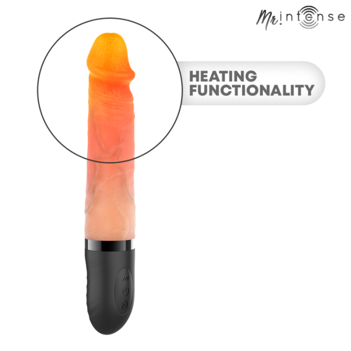 MR INTENSE - VIBRADOR JEAN UP&DOWN DE SILICONE COM EFEITO DE CALOR 24 CM -Ø- 3.8 CM