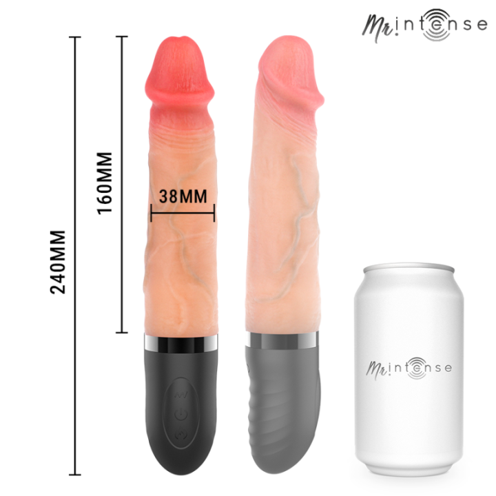 MR INTENSE - VIBRADOR JEAN UP&DOWN DE SILICONE COM EFEITO DE CALOR 24 CM -Ø- 3.8 CM