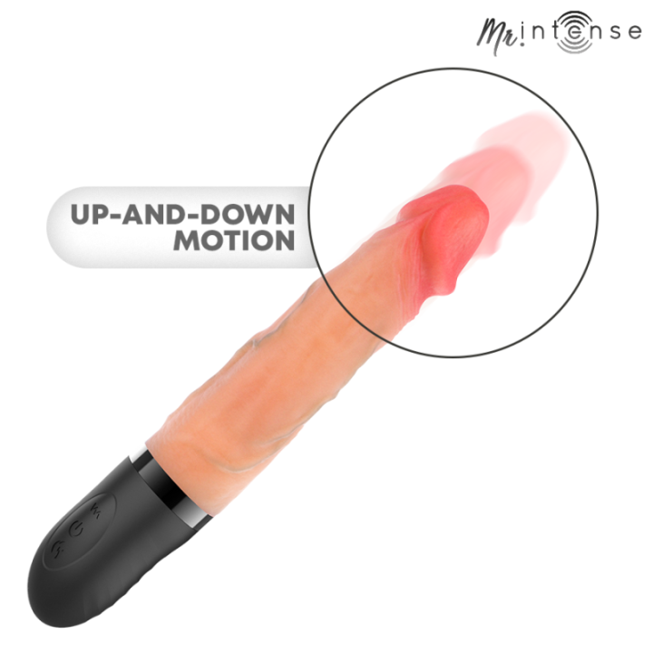 MR INTENSE - VIBRADOR JEAN UP&DOWN DE SILICONE COM EFEITO DE CALOR 24 CM -Ø- 3.8 CM