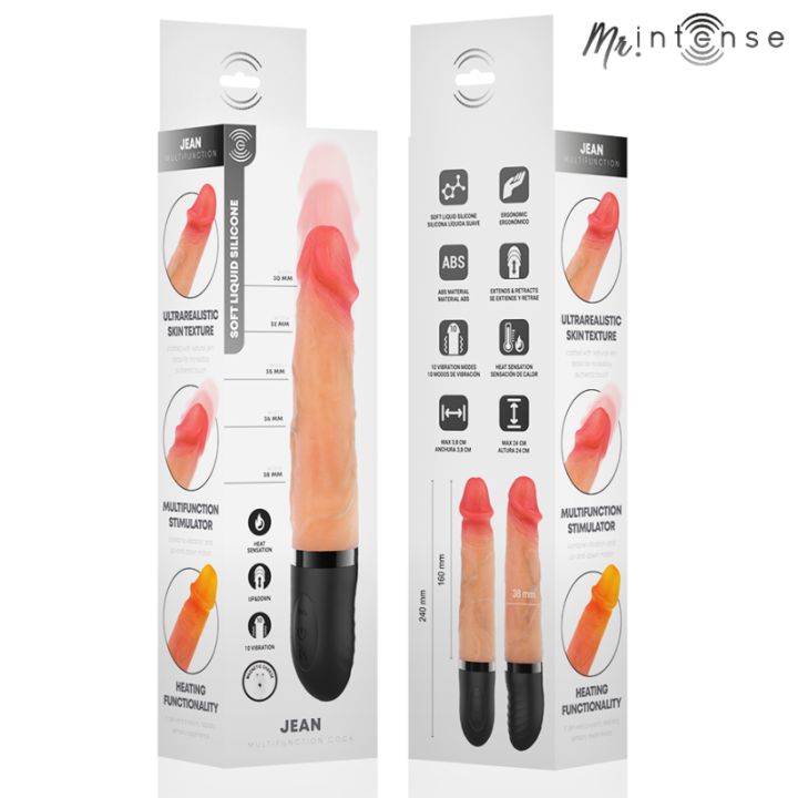 MR INTENSE - VIBRADOR JEAN UP&DOWN DE SILICONE COM EFEITO DE CALOR 24 CM -Ø- 3.8 CM
