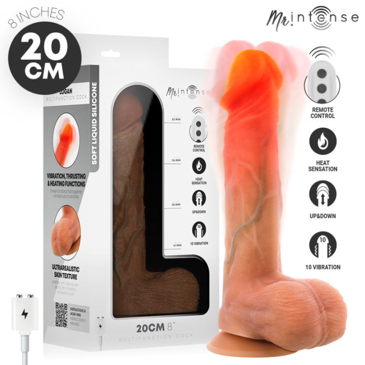 MR INTENSE - VIBRADOR LOGAN DE SILICONE COM EFEITO DE CALOR E CONTROLE REMOTO 20 CM -Ø- 4.1 CM
