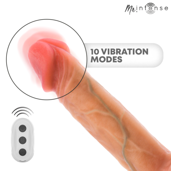 MR INTENSE - VIBRADOR LOGAN DE SILICONE COM EFEITO DE CALOR E CONTROLE REMOTO 20 CM -Ø- 4.1 CM