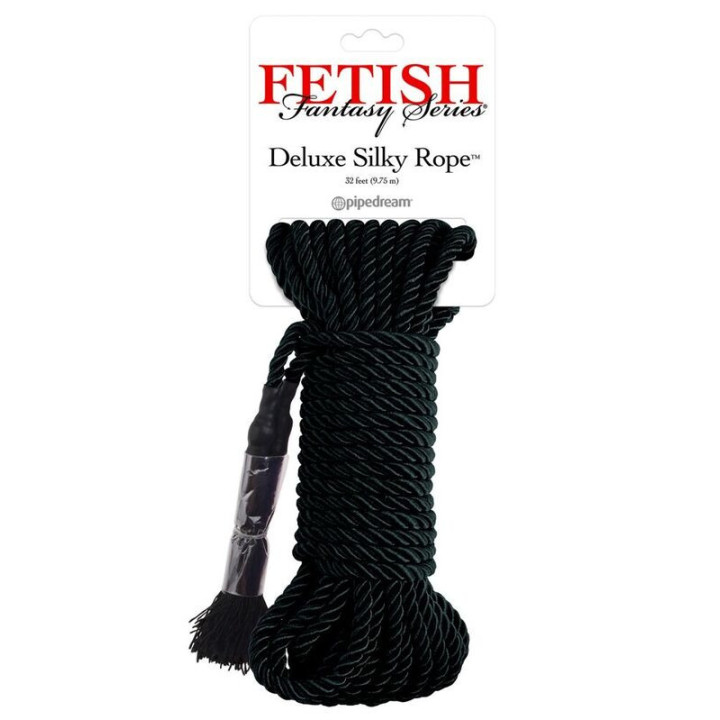 FETISH FANTASY SERIES - CORDA DE SEDA PRETA DE LUXO 9.75 M