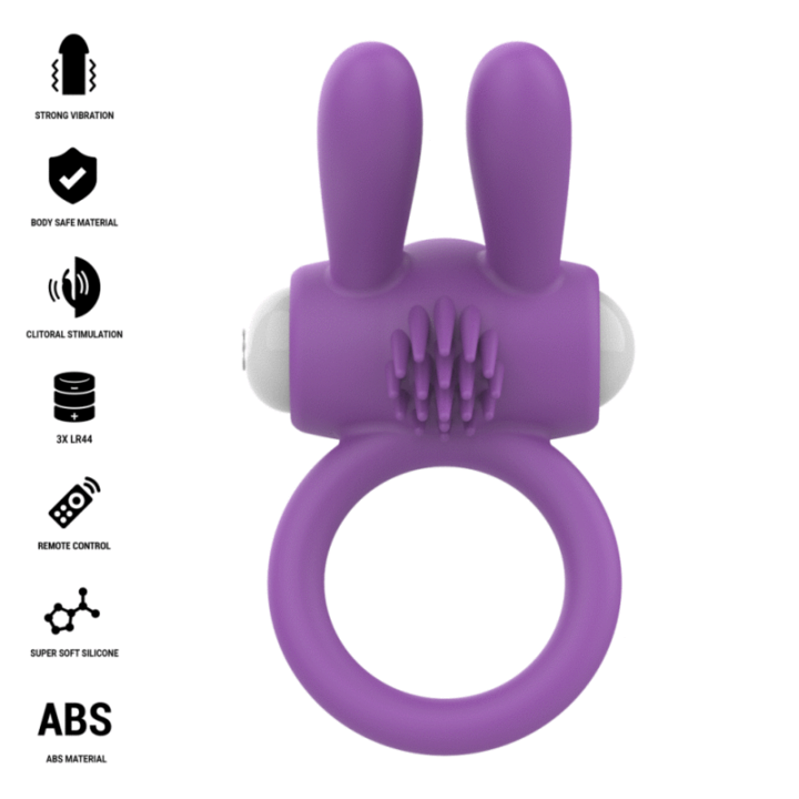 INTENSE - ANEL PENIANO VIBRATÓRIO HOPPS COM ESTIMULAÇÃO CLITÓRICA ROXO