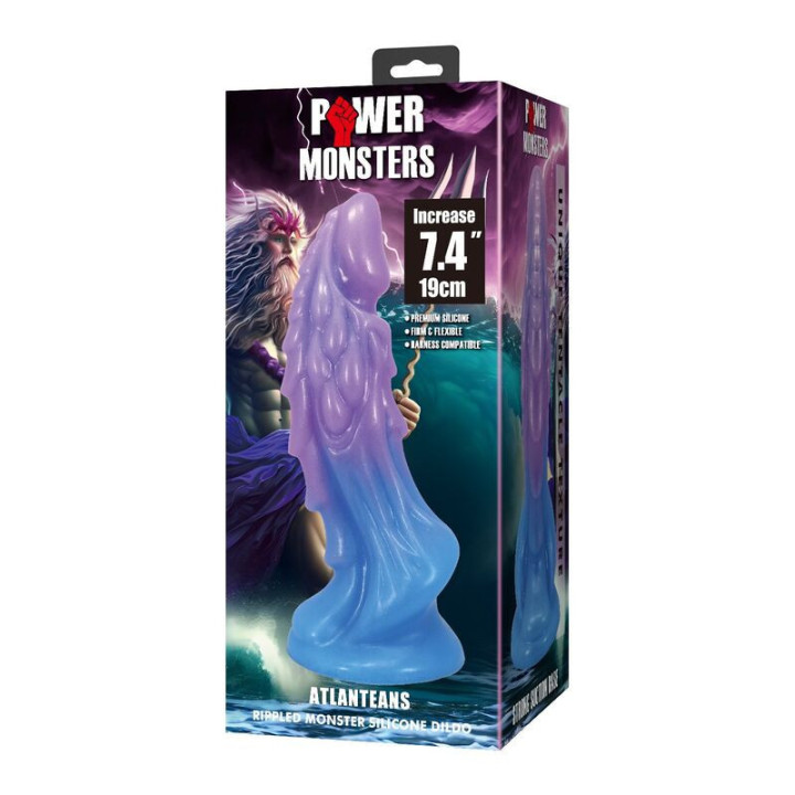 POWER MONSTERS - DILDO REALISTA ATLANTEANS COM VENTOSA 19 CM Ø 5 CM AZUL E ROXO
