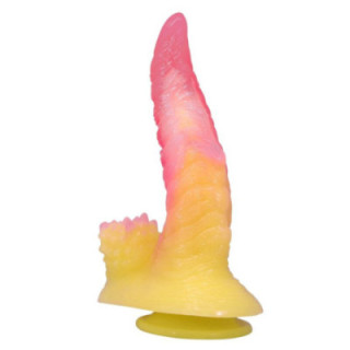POWER MONSTERS - DILDO ONDULADO MONSTER FANTASY COM VENTOSA 22.5 CM Ø 5.5 CM ROSA E AMARELO