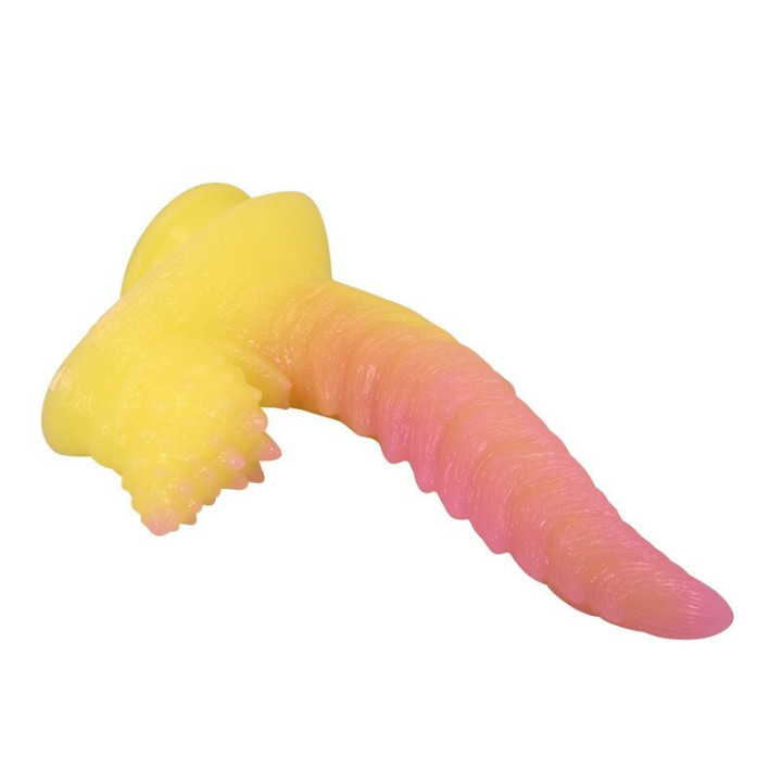 POWER MONSTERS - DILDO ONDULADO MONSTER FANTASY COM VENTOSA 22.5 CM Ø 5.5 CM ROSA E AMARELO