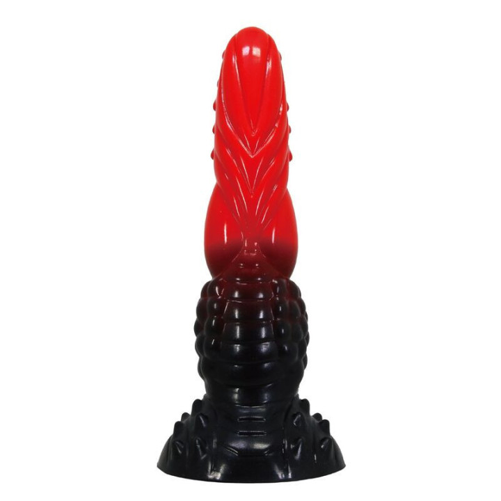 POWER MONSTERS - DILDO DE FANTASIA DRAGÃO DE FOGO COM VENTOSA 24.5 CM Ø 5.8 CM VERMELHO E PRETO