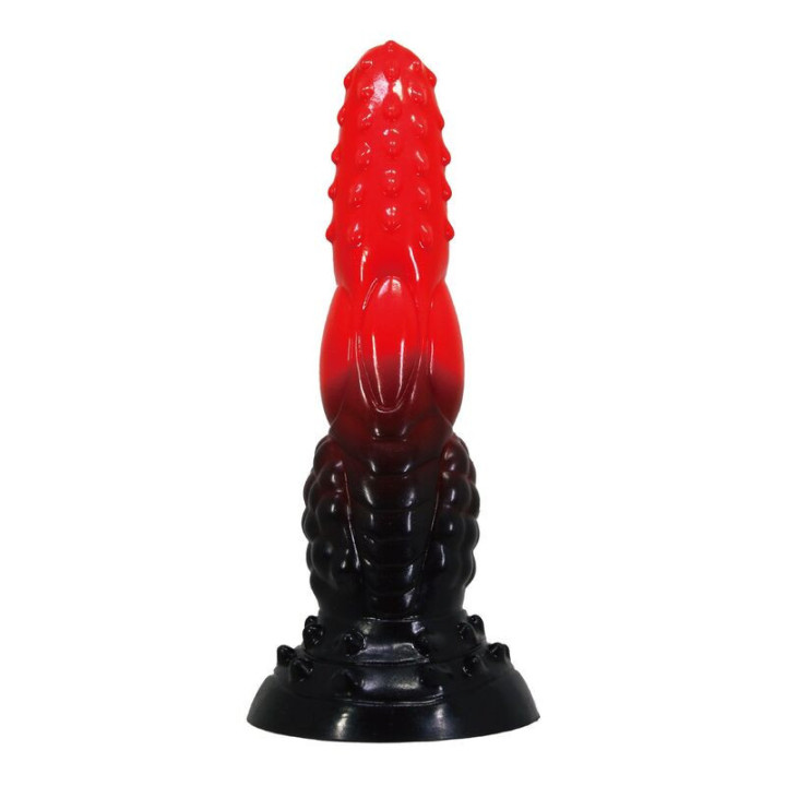 POWER MONSTERS - DILDO DE FANTASIA DRAGÃO DE FOGO COM VENTOSA 24.5 CM Ø 5.8 CM VERMELHO E PRETO