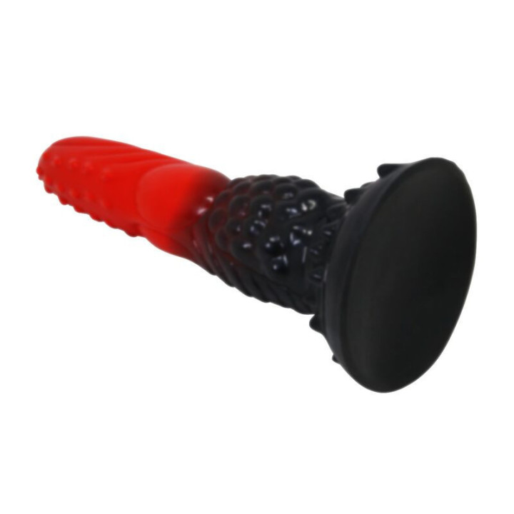 POWER MONSTERS - DILDO DE FANTASIA DRAGÃO DE FOGO COM VENTOSA 24.5 CM Ø 5.8 CM VERMELHO E PRETO