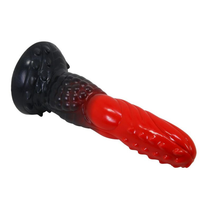 POWER MONSTERS - DILDO DE FANTASIA DRAGÃO DE FOGO COM VENTOSA 24.5 CM Ø 5.8 CM VERMELHO E PRETO