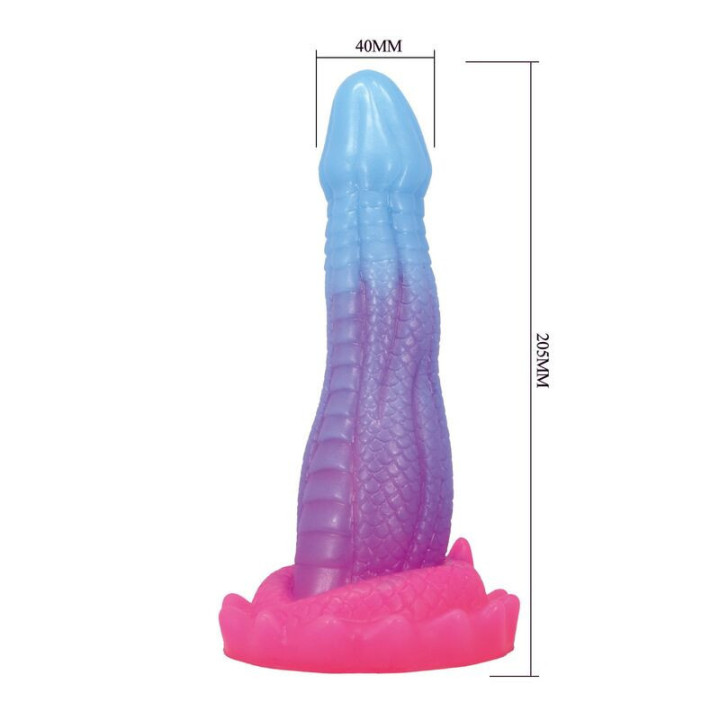 POWER MONSTERS - DILDO FANTASIA VOID PYTHON COM VENTOSA 20.5 CM Ø 5.2 CM AZUL. ROXO E ROSA