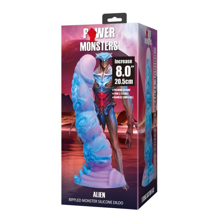 POWER MONSTERS - DILDO DE SILICONE ALIEN FANTASY 20.5 CM Ø 4.8 CM