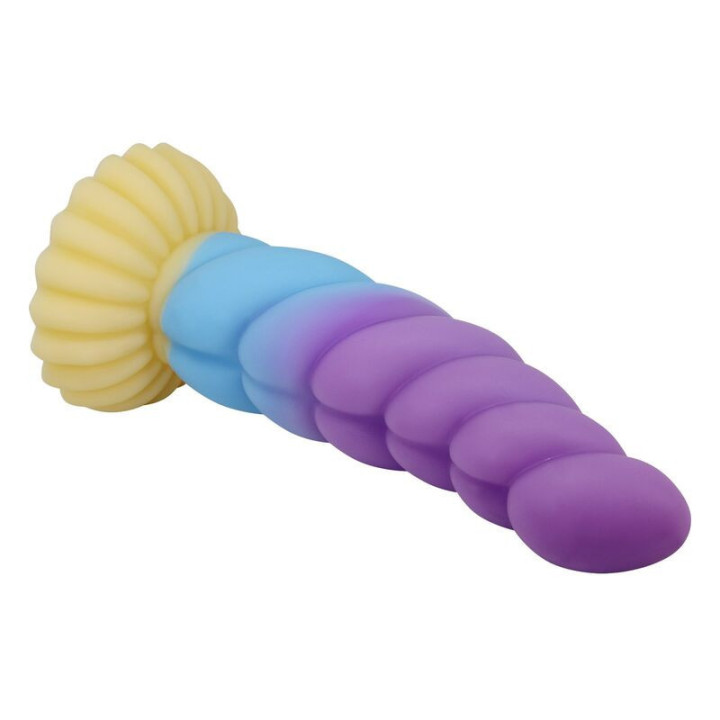 POWER MONSTERS - UNICÓRNIO TRICOLOR FANTASIA DE SILICONE 22 CM Ø 5 CM