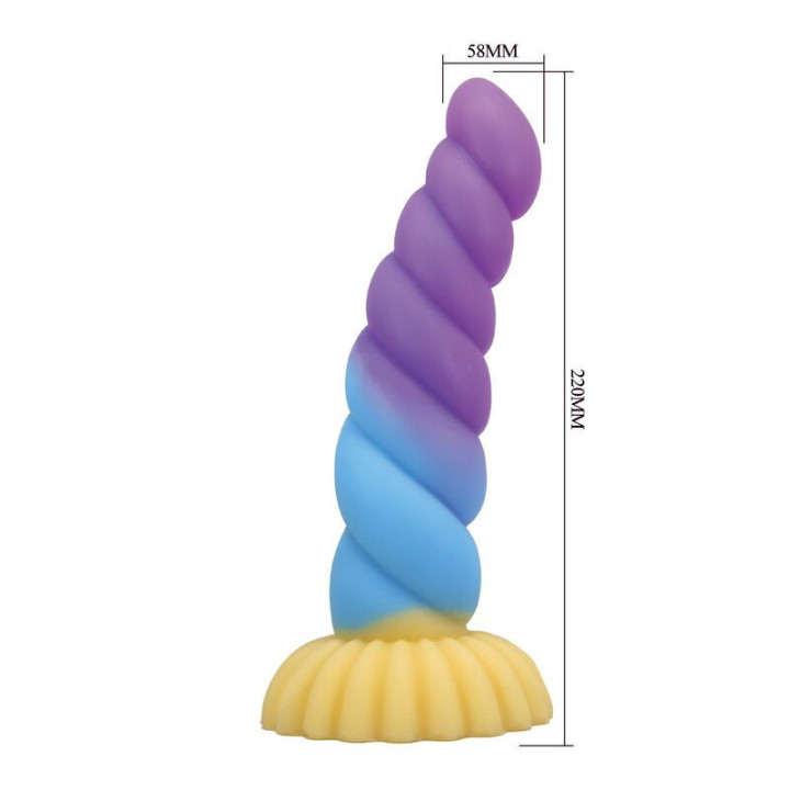 POWER MONSTERS - UNICÓRNIO TRICOLOR FANTASIA DE SILICONE 22 CM Ø 5 CM