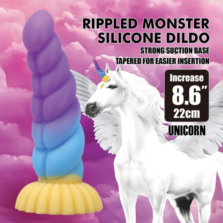 POWER MONSTERS - UNICÓRNIO TRICOLOR FANTASIA DE SILICONE 22 CM Ø 5 CM
