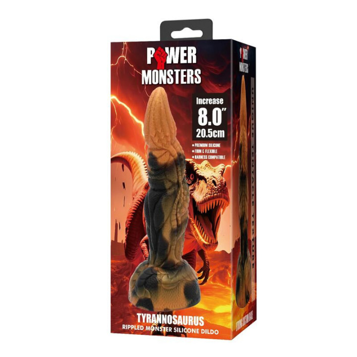 POWER MONSTERS - DILDO DE SILICONE FANTASIA TIRANOSSAURO BICOLOR 20.5 CM Ø 5 CM