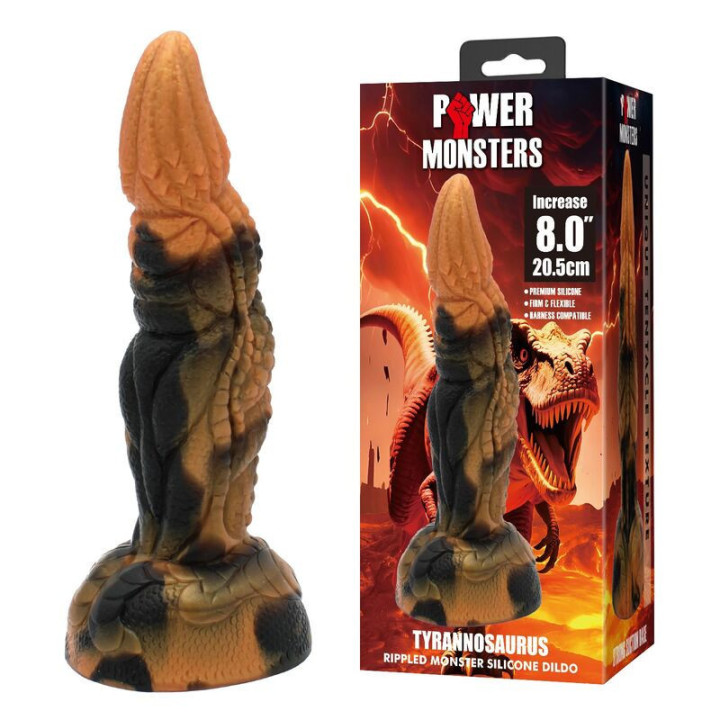POWER MONSTERS - DILDO DE SILICONE FANTASIA TIRANOSSAURO BICOLOR 20.5 CM Ø 5 CM