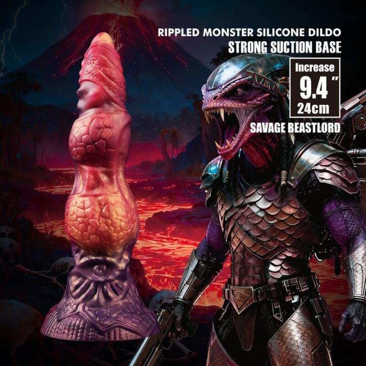 POWER MONSTERS - SAVAGE BEASTLORD TRICOLOR FANTASY SILICONE DILDO 24 CM Ø 5 CM