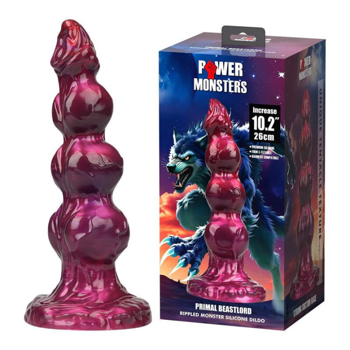 POWER MONSTERS - PRIMAL BEASTLORD ROSA TRANSLÚCIDO FANTASIA DILICONE 26 CM Ø 5 CM