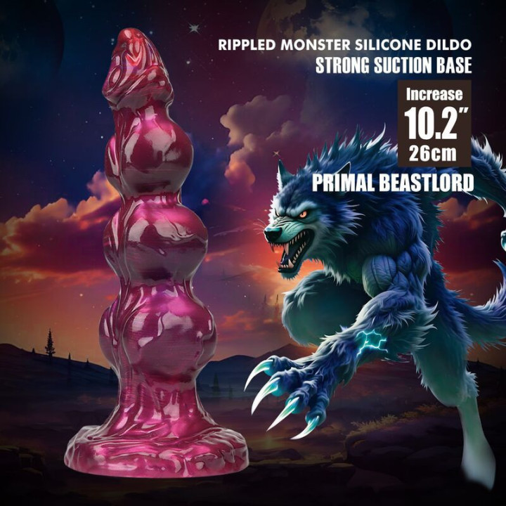POWER MONSTERS - PRIMAL BEASTLORD ROSA TRANSLÚCIDO FANTASIA DILICONE 26 CM Ø 5 CM