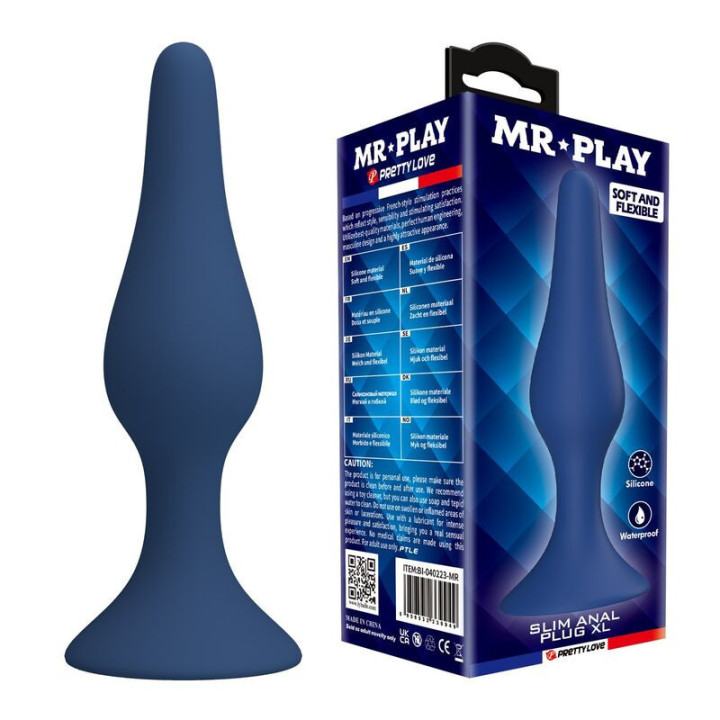 MR PLAY - PLUG ANAL DE SILICONE CÔNICO AZUL XL