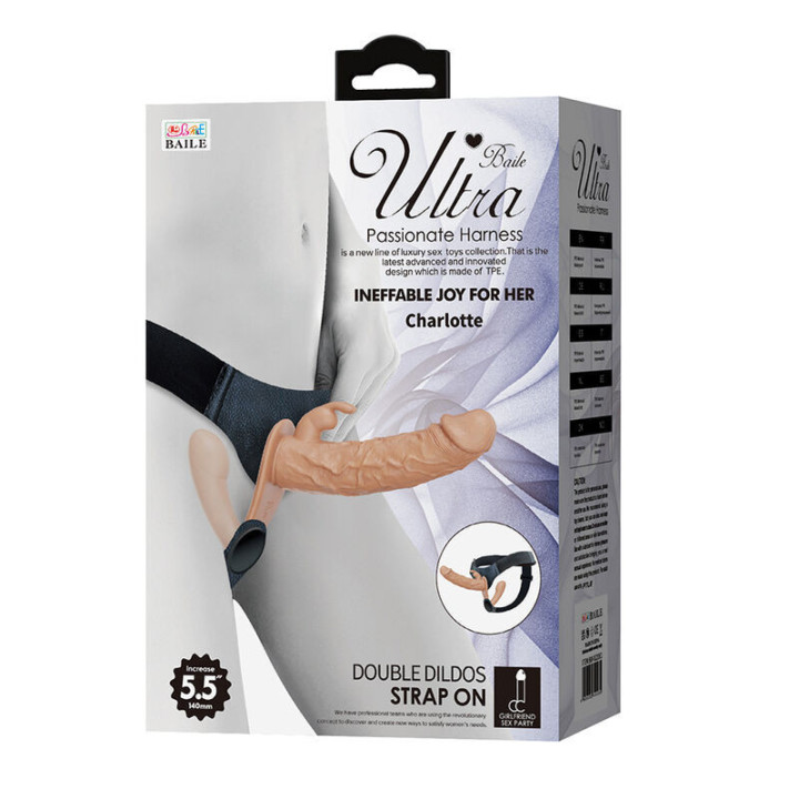 BAILE - CHARLOTTE HOLLOW DUPLA PENETRAÇÃO STRAP-ON CARNE