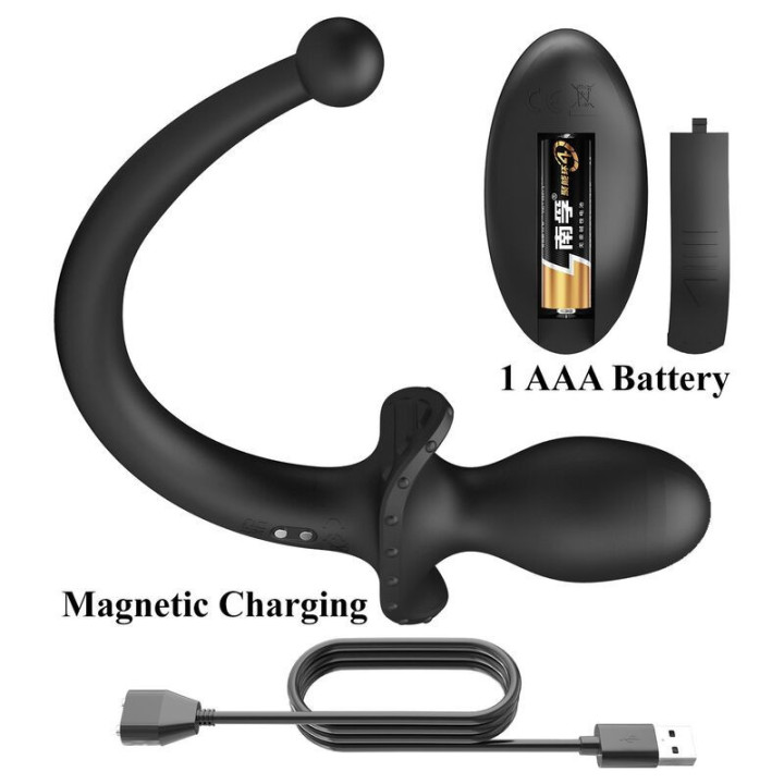 MR PLAY - VIBRADOR ANAL E PERÍNEO COM CONTROLE REMOTO SEM FIO. PRETO